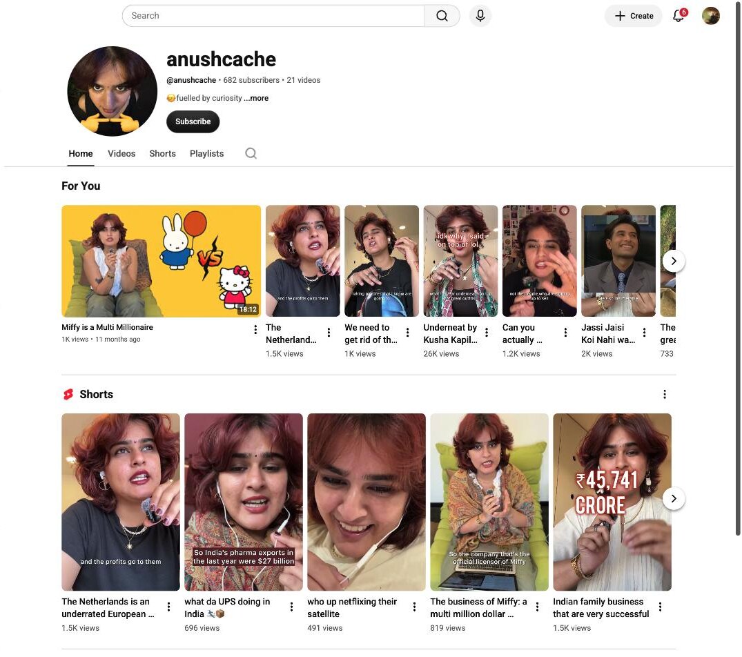 @anushcache on YouTube